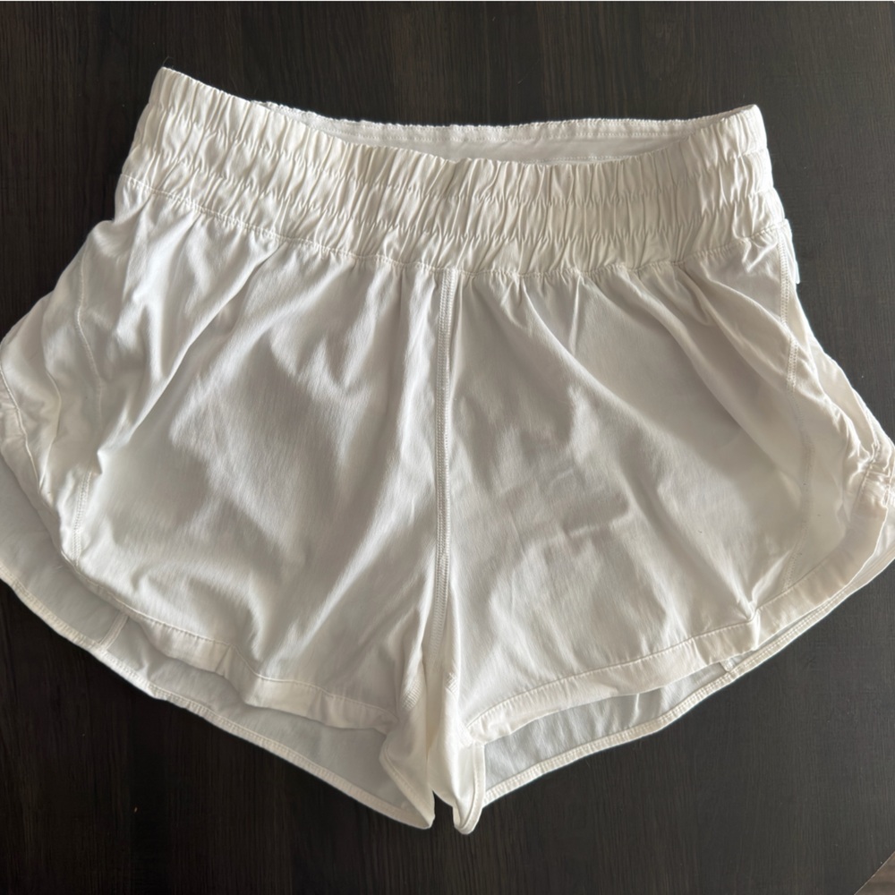 White Lululemon Track That High Rise Lined Short